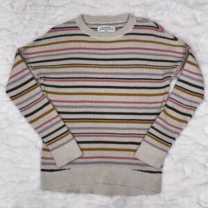 REI Sweater Medium Womens Multicolor Thermal 100% Cotton Crewneck Striped